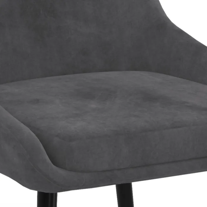 Lot de 4 chaises avec accoudoirs en velours gris foncé