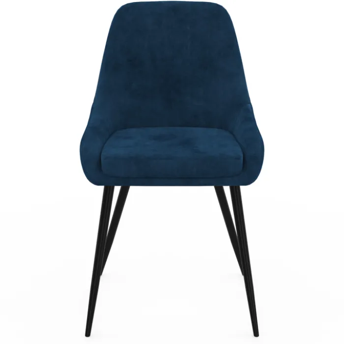 Lot de 4 chaises avec accoudoirs en velours bleu