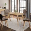 Lot de 4 chaises bi-matière en tissu et PU marron et taupe pour salle à manger