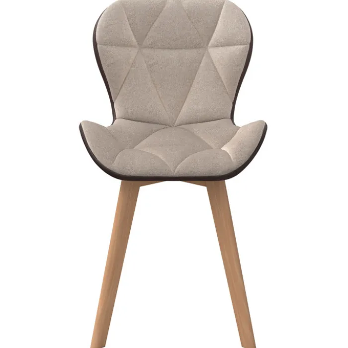 Lot de 4 chaises bi-matière en tissu et PU marron et taupe pour salle à manger