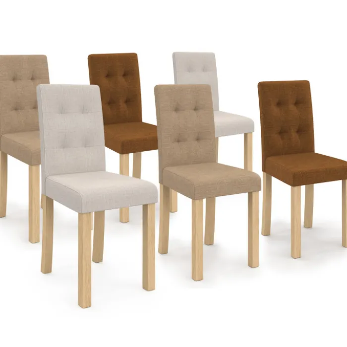 Lot de 6 chaises capitonnées scandinaves en tissu mix color