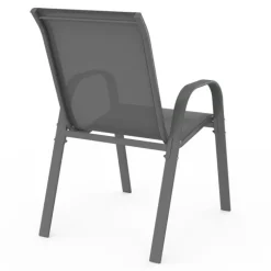 Lot de 6 chaises de jardin empilables en métal gris anthracite et textilène