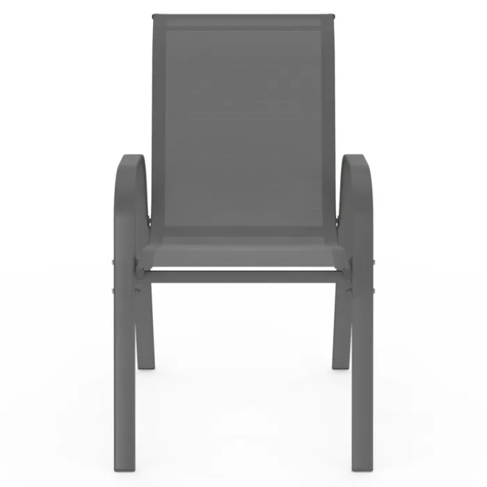 Lot de 6 chaises de jardin empilables en métal gris anthracite et textilène