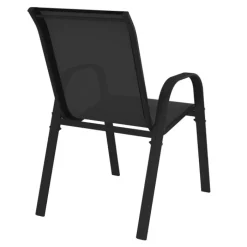 Lot de 4 chaises de jardin empilables en métal noir et textilène