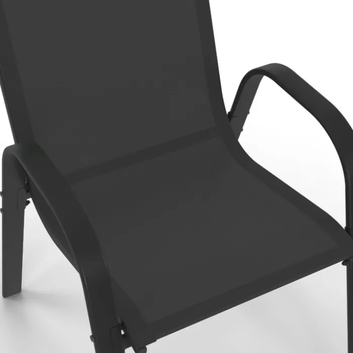 Lot de 4 chaises de jardin empilables en métal noir et textilène