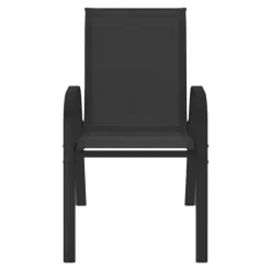 Lot de 4 chaises de jardin empilables en métal noir et textilène