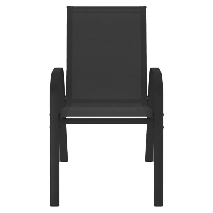 Lot de 4 chaises de jardin empilables en métal noir et textilène