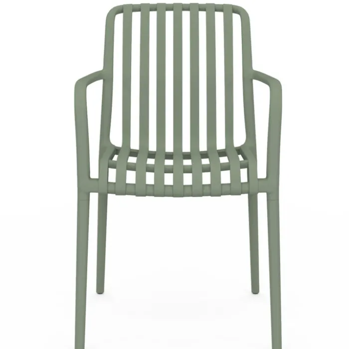 Lot de 4 chaises de jardin empilables en polypropylène vert