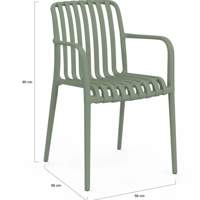 Lot de 4 chaises de jardin empilables en polypropylène vert