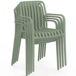 Lot de 4 chaises de jardin empilables en polypropylène vert