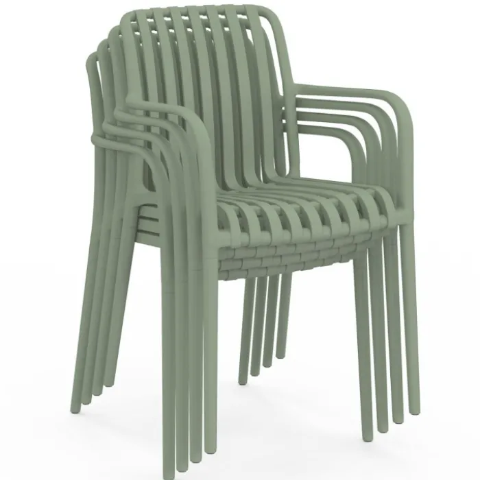 Lot de 4 chaises de jardin empilables en polypropylène vert