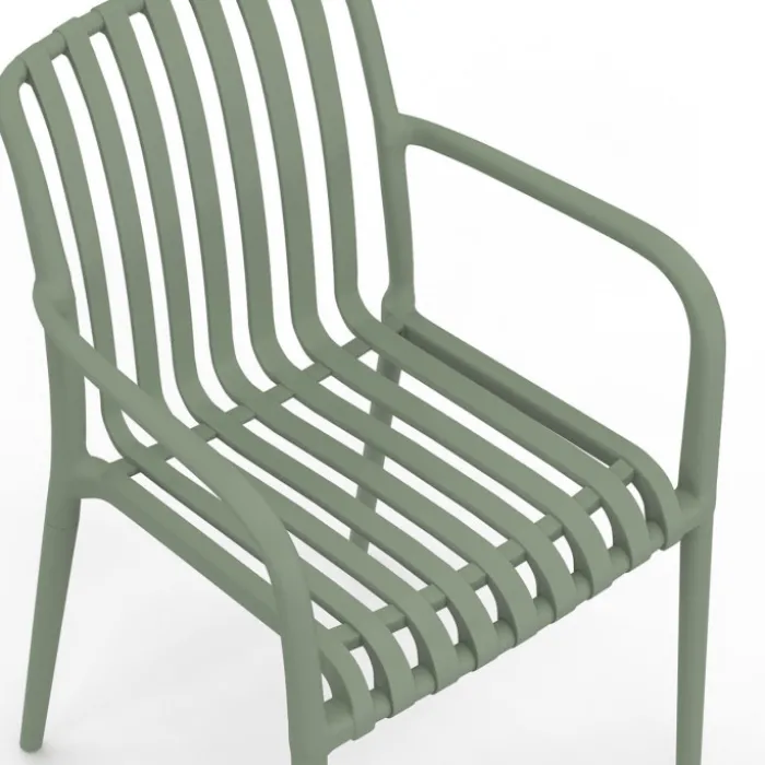 Lot de 4 chaises de jardin empilables en polypropylène vert