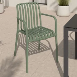 Lot de 4 chaises de jardin empilables en polypropylène vert