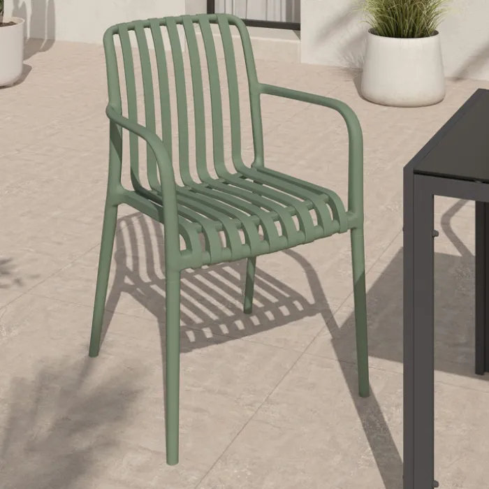Lot de 4 chaises de jardin empilables en polypropylène vert