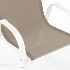 Lot de 4 chaises de jardin métal et textilène empilables blanc et beige