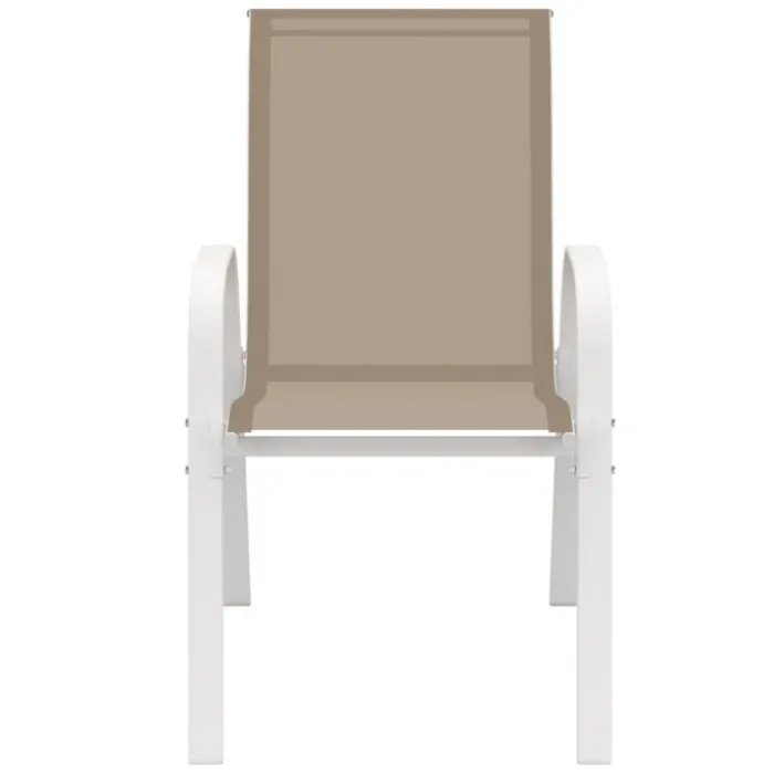 Lot de 4 chaises de jardin métal et textilène empilables blanc et beige