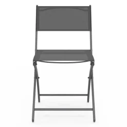 Lot de 6 chaises de jardin pliantes gris anthracite en métal et textilène