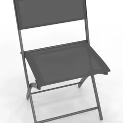Lot de 6 chaises de jardin pliantes gris anthracite en métal et textilène