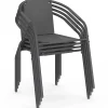 Lot de 4 chaises de jardin métal et textilène empilables gris anthracite