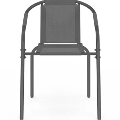 Lot de 4 chaises de jardin métal et textilène empilables gris anthracite