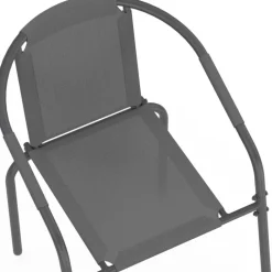 Lot de 4 chaises de jardin métal et textilène empilables gris anthracite
