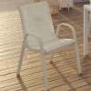 Lot de 6 chaises de jardin métal et textilène empilables beige