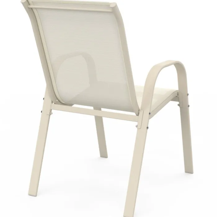 Lot de 6 chaises de jardin métal et textilène empilables beige