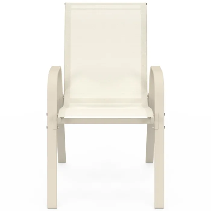 Lot de 6 chaises de jardin métal et textilène empilables beige