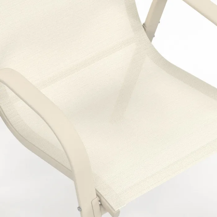 Lot de 6 chaises de jardin métal et textilène empilables beige
