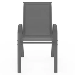 Lot de 6 chaises de jardin empilables en métal gris, noir et bleu et textilène