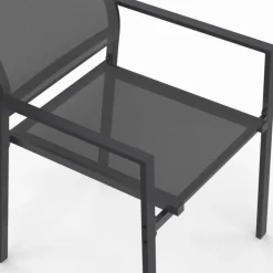 Lot de 6 chaises de jardin empilables gris anthracite en métal et textilène