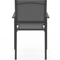Lot de 6 chaises de jardin empilables gris anthracite en métal et textilène