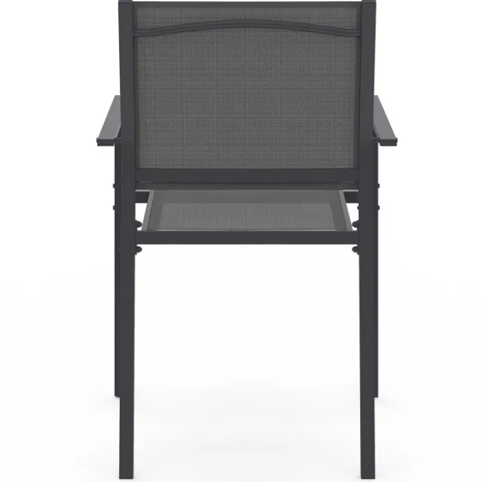 Lot de 6 chaises de jardin empilables gris anthracite en métal et textilène