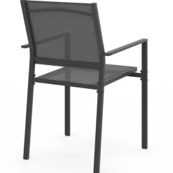 Lot de 6 chaises de jardin empilables gris anthracite en métal et textilène