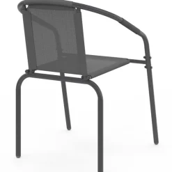 Lot de 6 chaises de jardin métal et textilène empilables gris anthracite