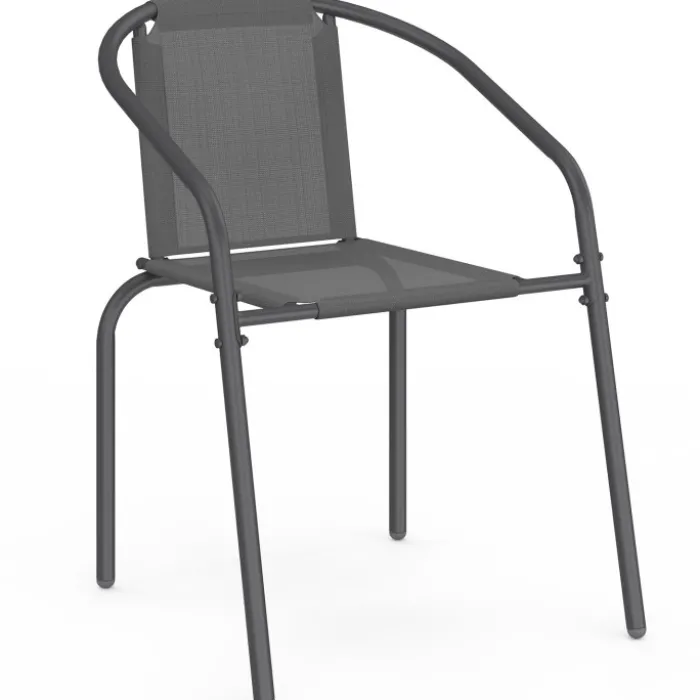 Lot de 6 chaises de jardin métal et textilène empilables gris anthracite