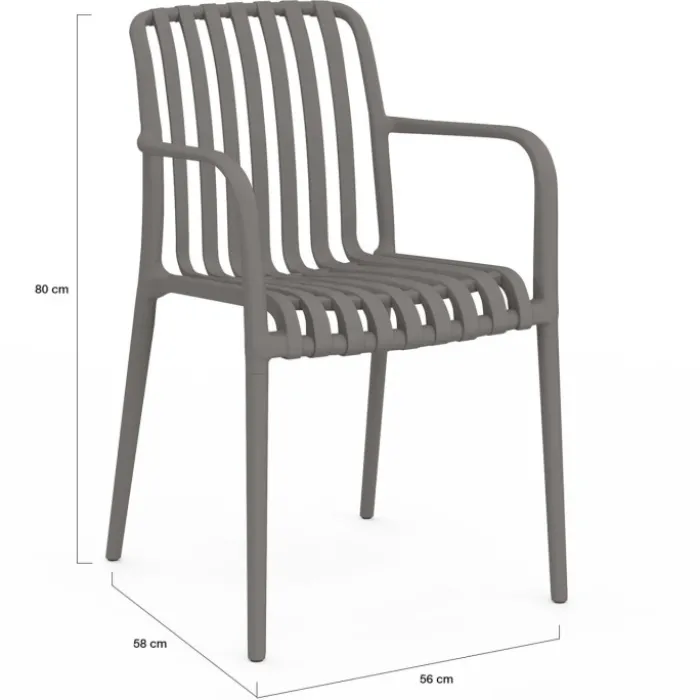 Lot de 4 chaises de jardin empilables en polypropylène gris anthracite
