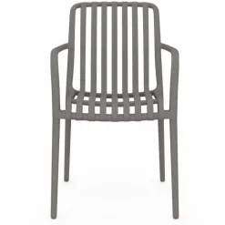 Lot de 4 chaises de jardin empilables en polypropylène gris anthracite