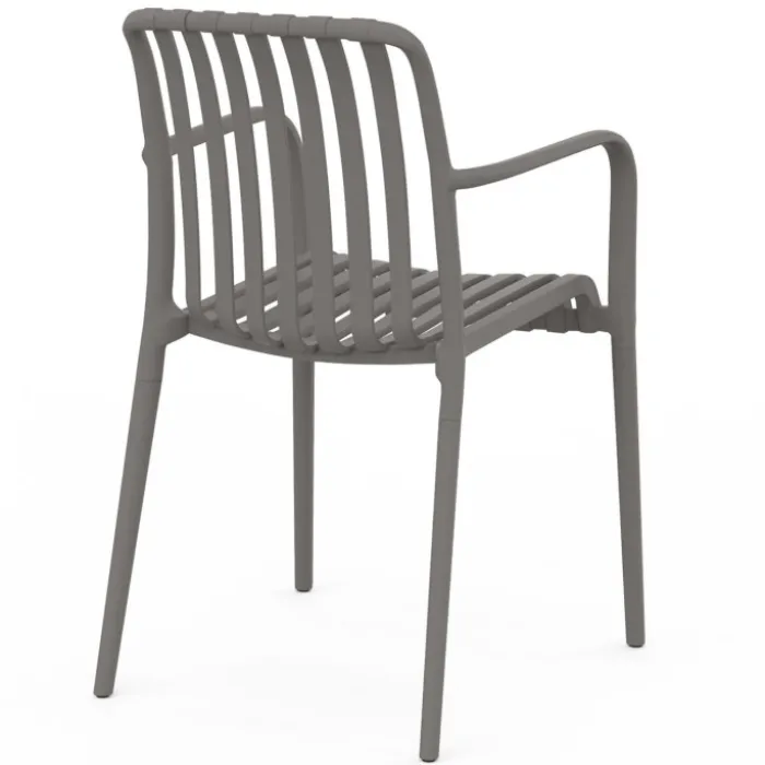 Lot de 4 chaises de jardin empilables en polypropylène gris anthracite