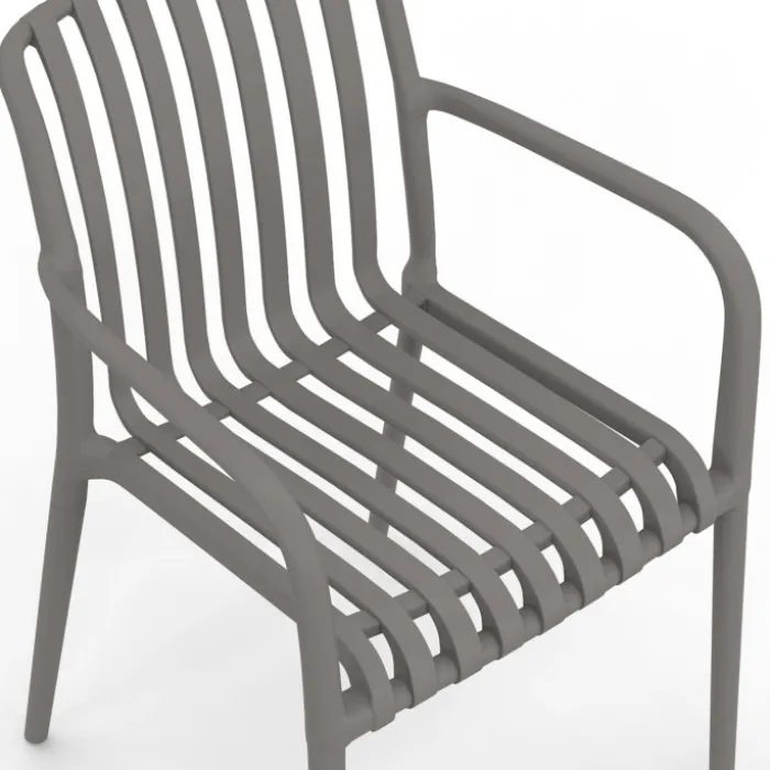 Lot de 4 chaises de jardin empilables en polypropylène gris anthracite