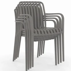 Lot de 4 chaises de jardin empilables en polypropylène gris anthracite