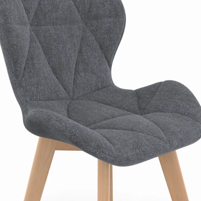 Lot de 6 chaises de salle à manger matelassées en tissu gris foncé