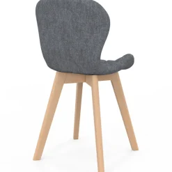 Lot de 6 chaises de salle à manger matelassées en tissu gris foncé