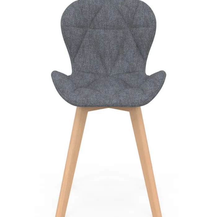 Lot de 6 chaises de salle à manger matelassées en tissu gris foncé