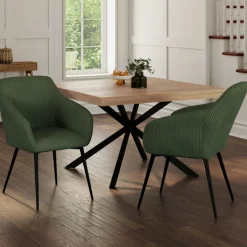 Lot de 2 chaises de salle à manger, fauteuils de table en velours côtelé vert kaki