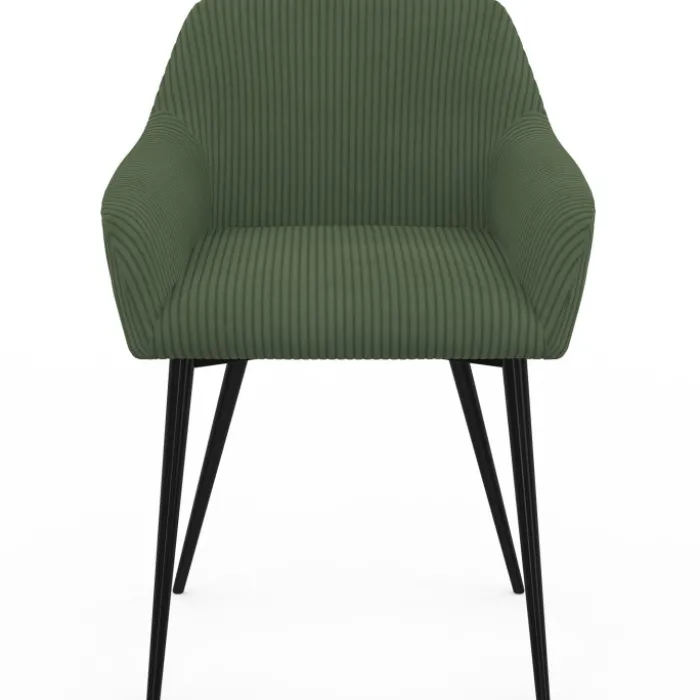 Lot de 2 chaises de salle à manger, fauteuils de table en velours côtelé vert kaki