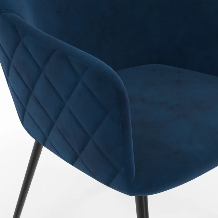 Lot de 2 chaises de salle à manger design en velours bleu canard