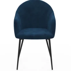 Lot de 2 chaises de salle à manger design en velours bleu canard