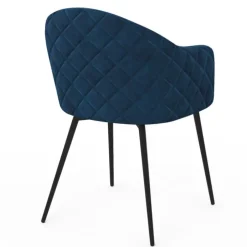 Lot de 2 chaises de salle à manger design en velours bleu canard
