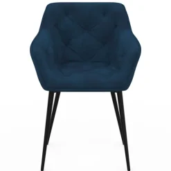Lot de 2 chaises de salle à mangers velours bleu canard